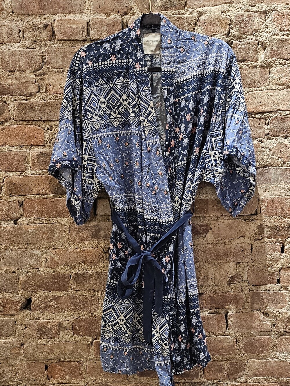 Vtg Gilly Hick Printed Kimono Robe M/L